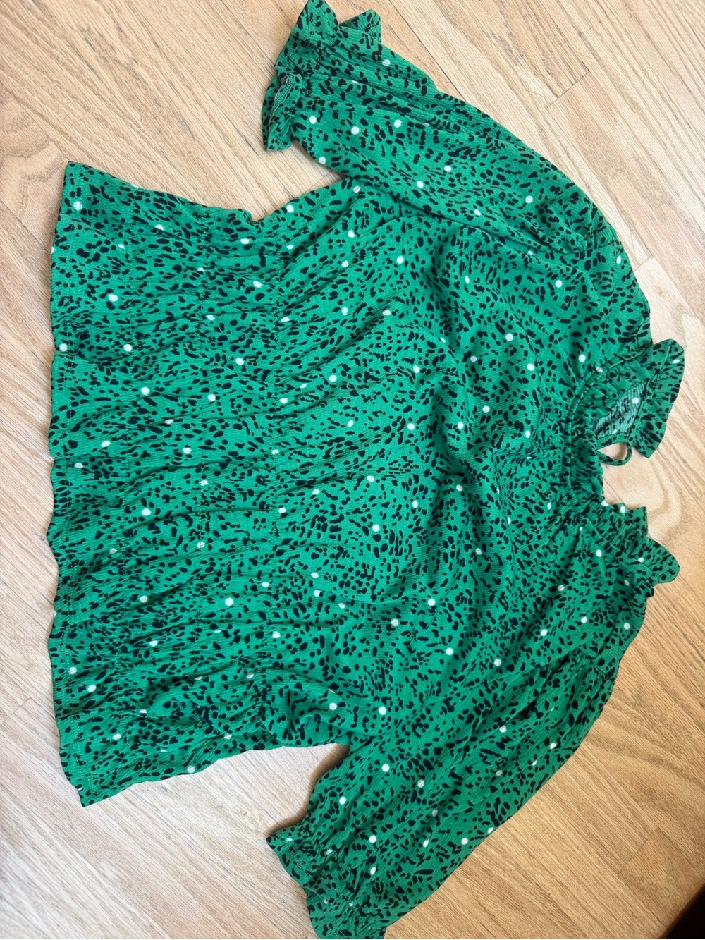 Green Ruffle Neck Blouse - Women's Top